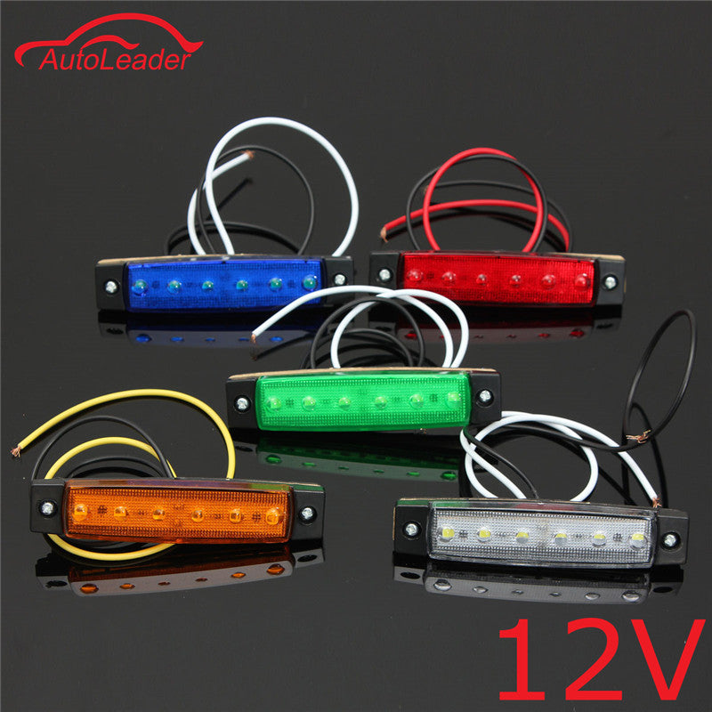 1PCS 12V 6 LED Car Truck Trailer Side Marker Indicators Lights Brake Signal Lamp Red Green Yellow White Blue