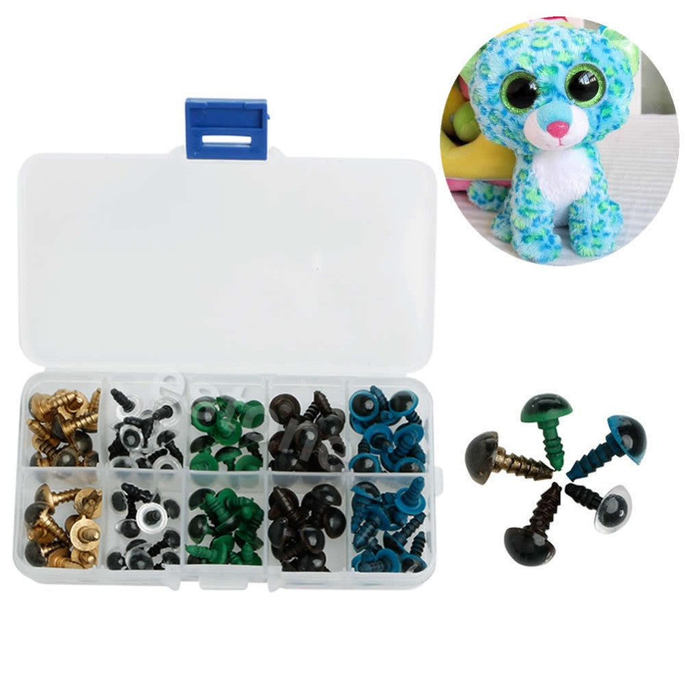New 100Pcs 10mm Plastic Safety Eyes For Bear Doll Animal Puppet Crafts 5 Colors