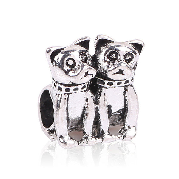 1pc Free Shipping Silver Bead Charm European Love Heart Clover Owl Boy Dog Paw Family Fashion Bead Fit Pandora Bracelet Necklace