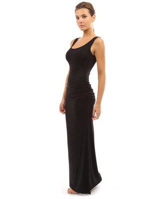 TissarLG Women Summer Long Classic Dress O-neck Slim pleated Casual sleeveless tank dress Solid Colors Package hip slit dress