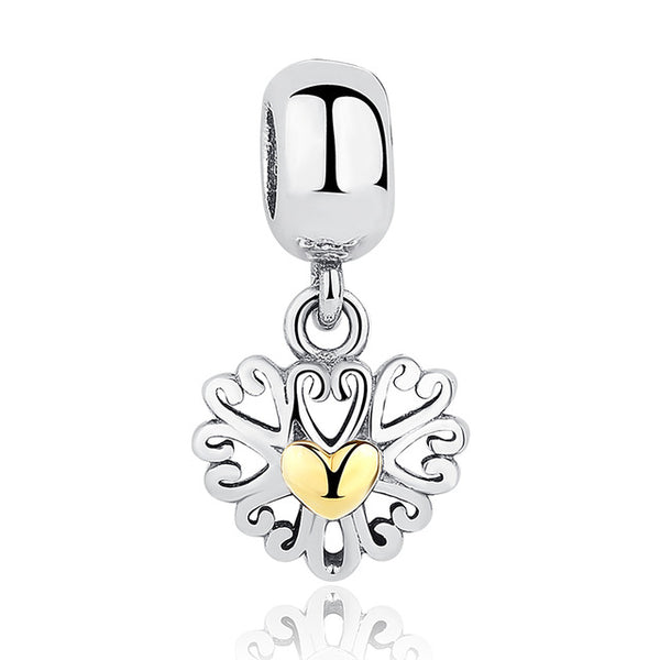 Original 925 Sterling Silver Radiant Orchid Snowflake MOM Daisy Pendant Beads Fit  Charm Bracelet Jewelry Accessories