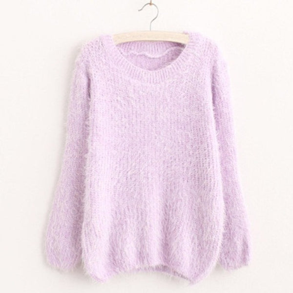 Mohair Pullover 2017 Autumn Winter Women's o-Neck Sweater Women Hedging Loose Pullover Casual Sweater Cheap Wholesale Drop Ship
