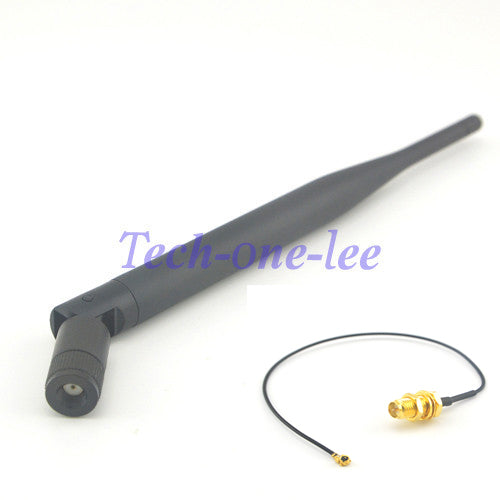 WiFi Antenna 2.4 GHz 5dBi 802.11b/g Aerial RP-SMA Male Wireless Router Router+Mini PCI U.FL IPX to RP SMA Male Pigtail Cable