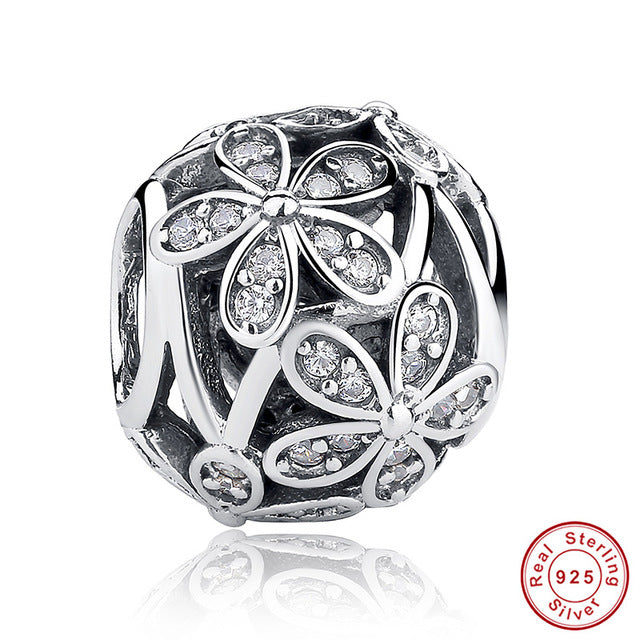 925 Sterling Silver Love All Around CZ Beads Fit Pandora Charm Silver 925 Bracelet Beads & Jewelry Making WEUS065