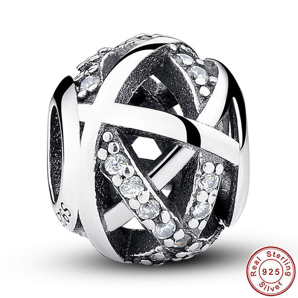 925 Sterling Silver Love All Around CZ Beads Fit Pandora Charm Silver 925 Bracelet Beads & Jewelry Making WEUS065