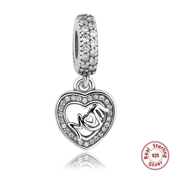 9 Style 925 Sterling Silver My Princess Clear CZ Pendant Dangling Tiara Charm Fit Pandora Charms Bracelet Jewelry Making WEUS014