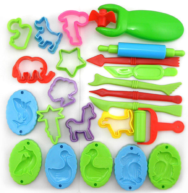 Free Shipping 23 Pieces Color Play Model Tool Toys Creative 3D Plasticine Tools Play Set