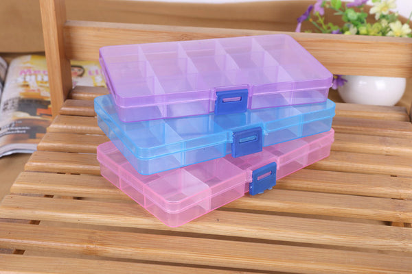 1pcs Plastic 8 /10/15 Slots Adjustable Jewelry packaging box transparent Tool Case Craft Organizer box  jewelry boxes Storage