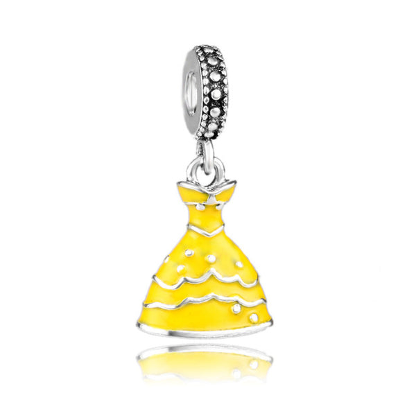 Exquisite DIY European Enamel Princess Cinderella Dress Pendant Beads Fit Original Bracelet Precious Bead for DIY Jewelry Making