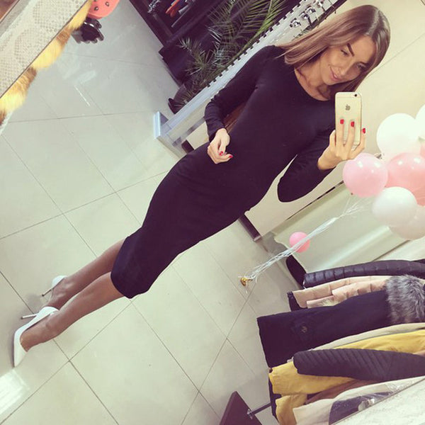 Slim Bodycon Bandage Dress Long Sleeve Knee Length Midi Dresses Autumn High Quality Women Dresses Bandage Vestidos Female Q0001