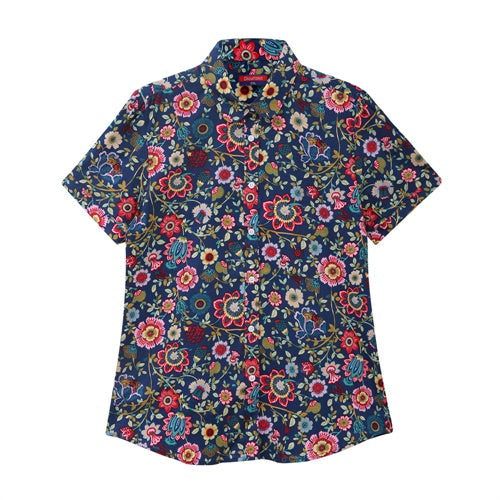 Summer Short Sleeve Beach Shirt Women Floral Blouses Print Cotton Tops Ladies Short Blusas Plus Size Women Clothes Fashion Shirt