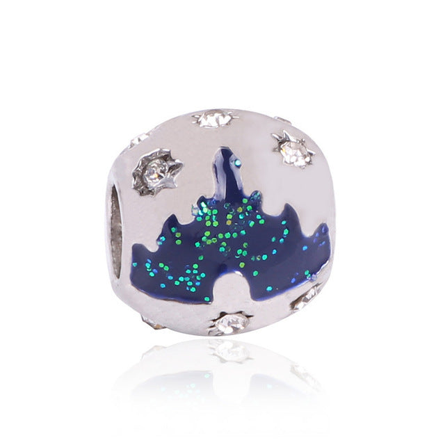 Lovely Green Beads Fit Original Pandora Bracelet Necklace Big Hole Diy Charms For Women Enamel Heart Shape Pendant For Girl Gift