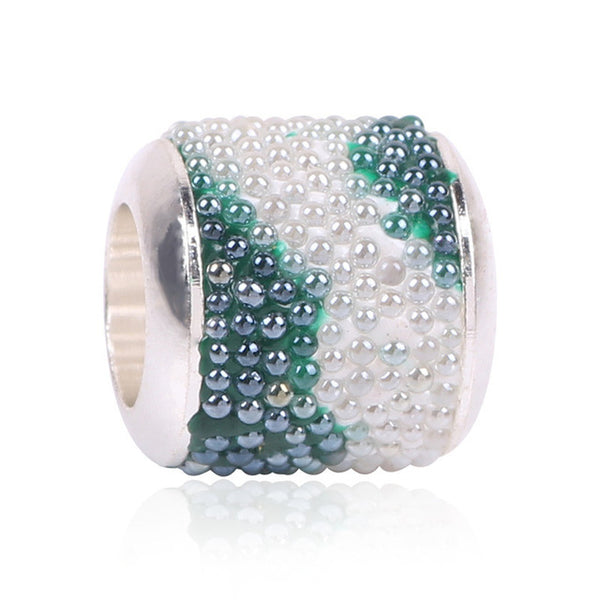 Lovely Green Beads Fit Original Pandora Bracelet Necklace Big Hole Diy Charms For Women Enamel Heart Shape Pendant For Girl Gift