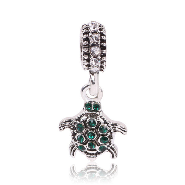 Lovely Green Beads Fit Original Pandora Bracelet Necklace Big Hole Diy Charms For Women Enamel Heart Shape Pendant For Girl Gift