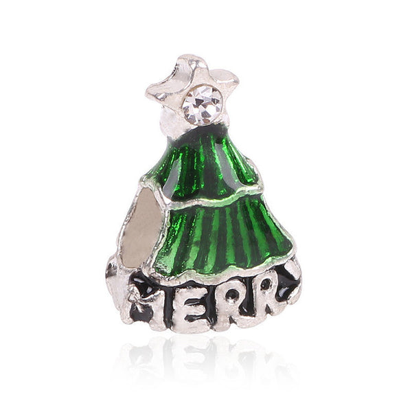 Lovely Green Beads Fit Original Pandora Bracelet Necklace Big Hole Diy Charms For Women Enamel Heart Shape Pendant For Girl Gift