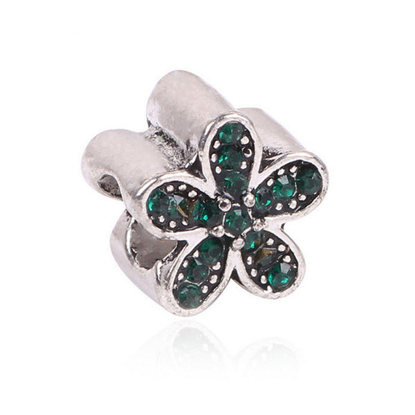 Lovely Green Beads Fit Original Pandora Bracelet Necklace Big Hole Diy Charms For Women Enamel Heart Shape Pendant For Girl Gift