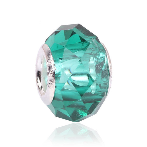 Lovely Green Beads Fit Original Pandora Bracelet Necklace Big Hole Diy Charms For Women Enamel Heart Shape Pendant For Girl Gift