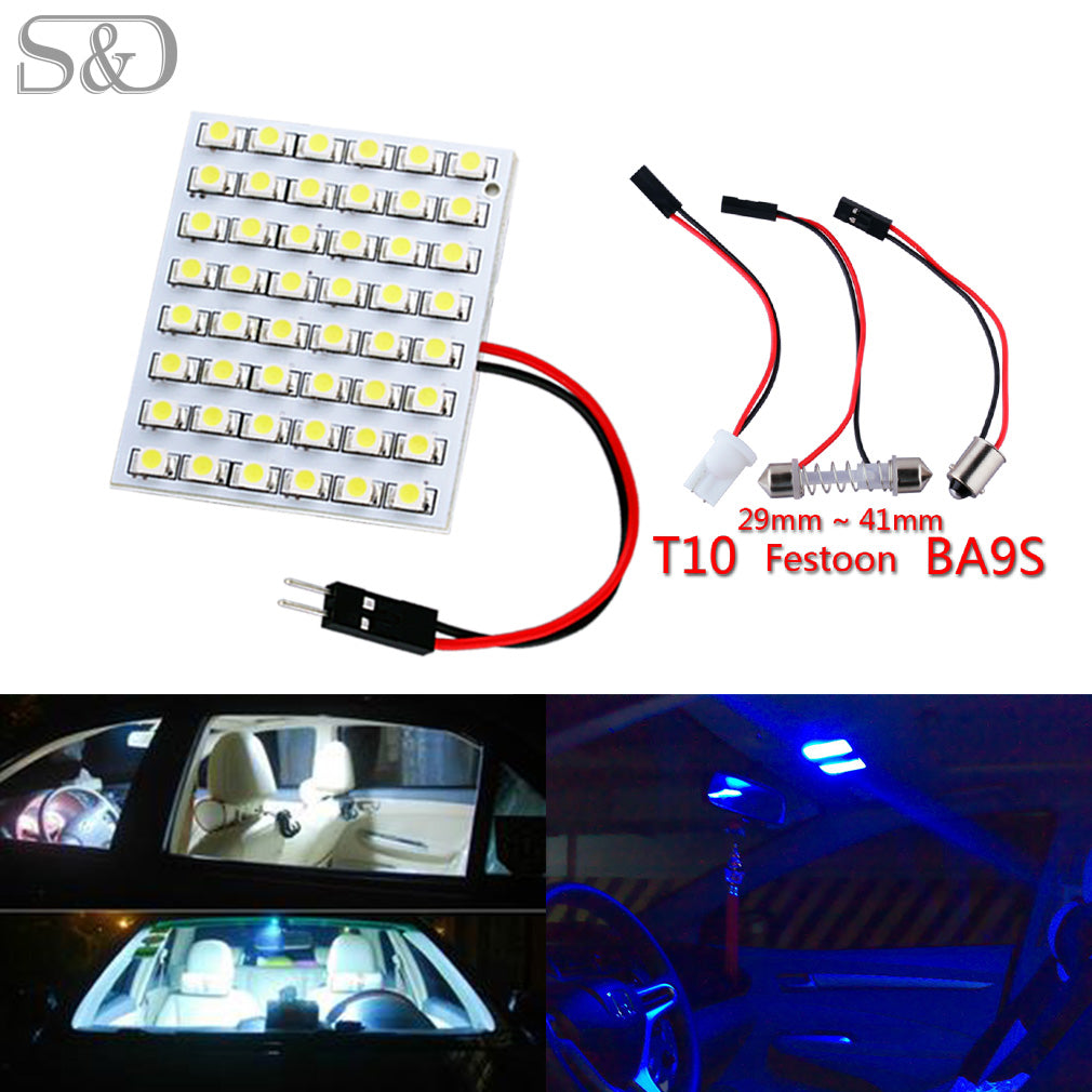 48 SMD Blue,White,Amber Panel led car T10 BA9S Festoon Dome Interior Lamp w5w c5w t4w bulbs Car Light Source parking D020