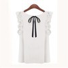 CWLSP 2017 New Fashion Women Blouse Summer O-neck pullover lacing bow chiffon shirt top Chiffon Blusas camisetas mujer