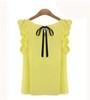 CWLSP 2017 New Fashion Women Blouse Summer O-neck pullover lacing bow chiffon shirt top Chiffon Blusas camisetas mujer