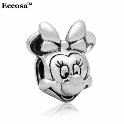 Fit Original Pandora Charms Bracelet Silver Plated Cute Minnie Mickey Charm Bead DIY Accessories Beads For Jewelry Making