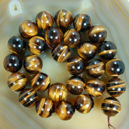 Hot Sale Natural Stone Beads Yellow Tiger Eye Beads For Jewelry Making 15.5" Pick Size: 4 6 8 10 12 14mm -F00068