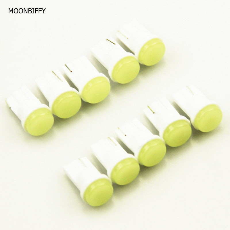 MOONBIFFY 10pcs Ceramic Car Interior LED T10 COB W5W Wedge Door Instrument Side Bulb Lamp Car White Source 12V