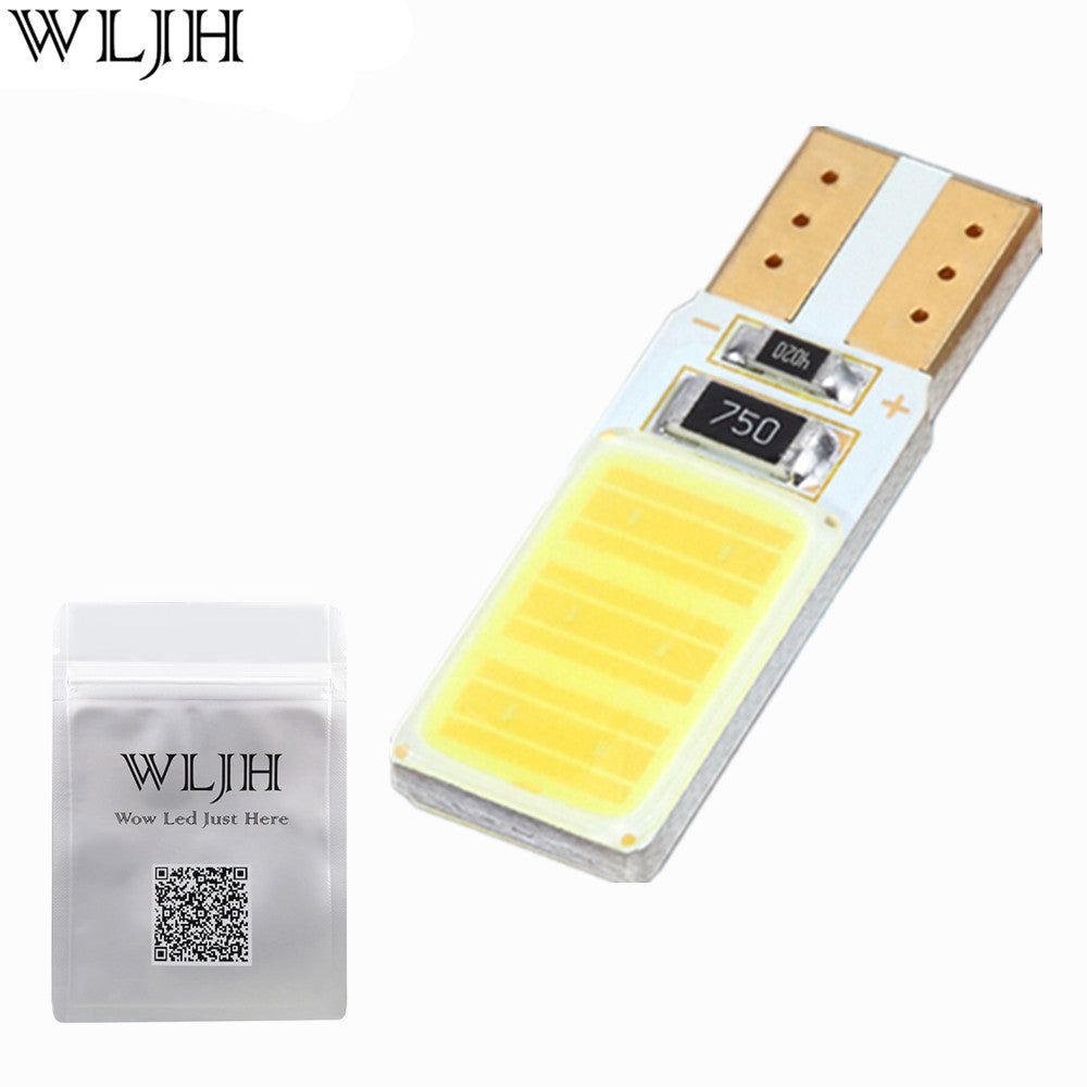 WLJH 1x Canbus COB T10 Led No Error W5W Led Auto Parking Light Interior License Plate Sidemarker Bulb White Blue Led Car Light