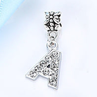 2017 Hot Sale Alloy Bead Charm Letter Of The Alphabet With Crystal Pendant Beads Fit Pandora Bracelets & Bangles DIY Jewelry