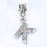 2017 Hot Sale Alloy Bead Charm Letter Of The Alphabet With Crystal Pendant Beads Fit Pandora Bracelets & Bangles DIY Jewelry