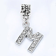 2017 Hot Sale Alloy Bead Charm Letter Of The Alphabet With Crystal Pendant Beads Fit Pandora Bracelets & Bangles DIY Jewelry