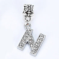 2017 Hot Sale Alloy Bead Charm Letter Of The Alphabet With Crystal Pendant Beads Fit Pandora Bracelets & Bangles DIY Jewelry