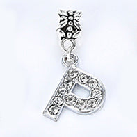 2017 Hot Sale Alloy Bead Charm Letter Of The Alphabet With Crystal Pendant Beads Fit Pandora Bracelets & Bangles DIY Jewelry