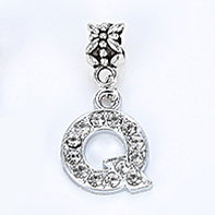 2017 Hot Sale Alloy Bead Charm Letter Of The Alphabet With Crystal Pendant Beads Fit Pandora Bracelets & Bangles DIY Jewelry