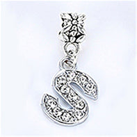 2017 Hot Sale Alloy Bead Charm Letter Of The Alphabet With Crystal Pendant Beads Fit Pandora Bracelets & Bangles DIY Jewelry