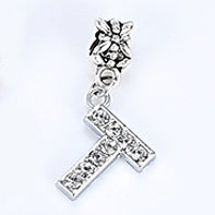 2017 Hot Sale Alloy Bead Charm Letter Of The Alphabet With Crystal Pendant Beads Fit Pandora Bracelets & Bangles DIY Jewelry