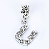 2017 Hot Sale Alloy Bead Charm Letter Of The Alphabet With Crystal Pendant Beads Fit Pandora Bracelets & Bangles DIY Jewelry