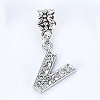 2017 Hot Sale Alloy Bead Charm Letter Of The Alphabet With Crystal Pendant Beads Fit Pandora Bracelets & Bangles DIY Jewelry