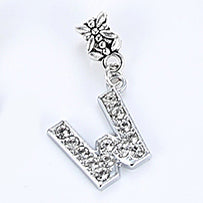 2017 Hot Sale Alloy Bead Charm Letter Of The Alphabet With Crystal Pendant Beads Fit Pandora Bracelets & Bangles DIY Jewelry