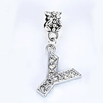 2017 Hot Sale Alloy Bead Charm Letter Of The Alphabet With Crystal Pendant Beads Fit Pandora Bracelets & Bangles DIY Jewelry
