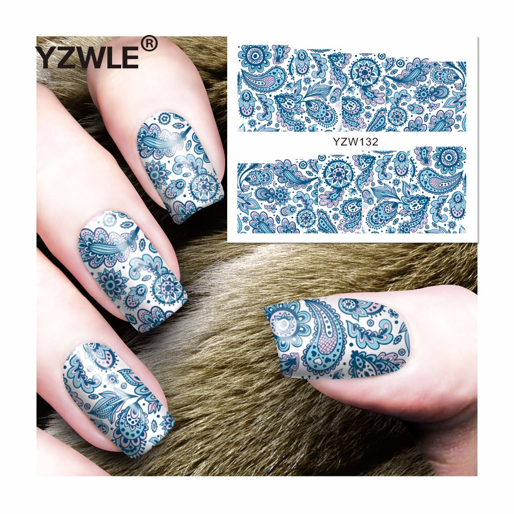 YZWLE 1 Sheet DIY Decals Nails Art Water Transfer Printing Stickers Accessories For Manicure Salon (YZW-132)