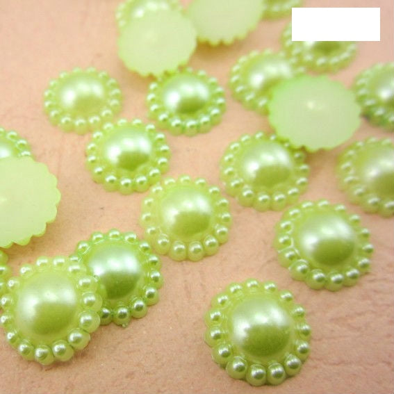 Free Shipping 144Pcs/lot 10mm Imitation Pearls Half Round Flatback Flower Beads Wedding Cards Embellishments DIY Decoration