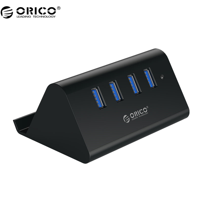 ORICO SHC-U2/U3 High Speed Mini 4 ports USB 2.0/USB 3.0 HUB with Phone Tablet Holder-Black/White