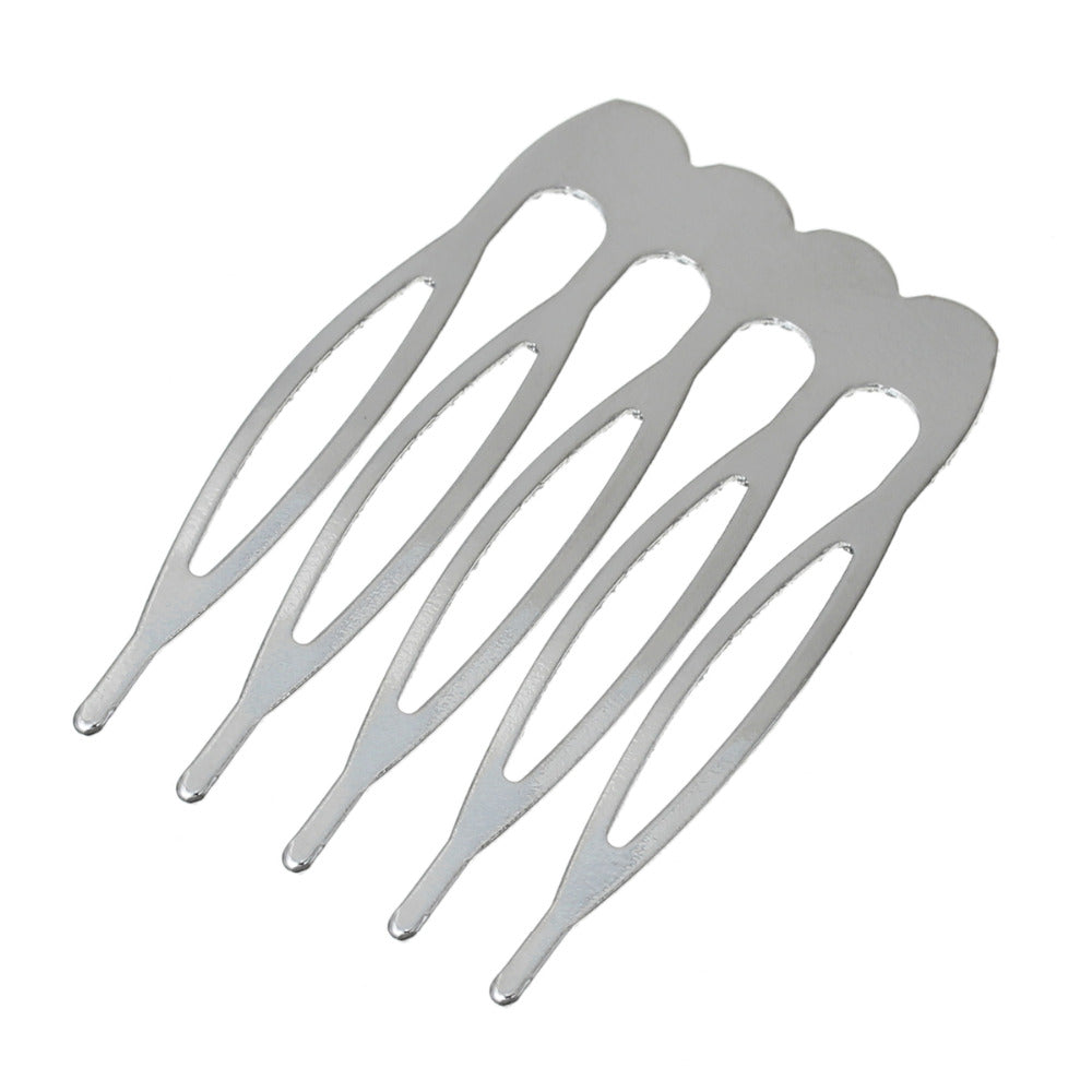 Doreen Box hot- 30 Silver Tone Comb Shape Hair Clips For DIY Jewelry Making 39x26mm (B15509)