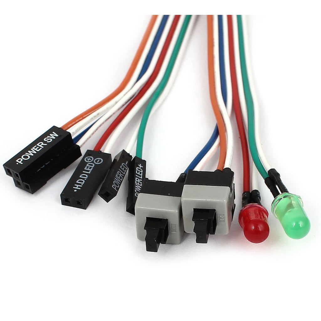 High Quality PC Case Red Green LED Lamp ATX Power Supply Reset HDD Switch Lead 20"