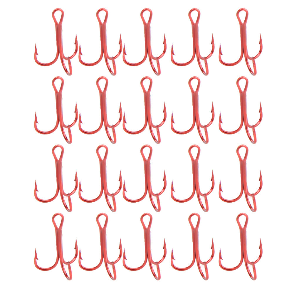 20Pcs Red Fishing Hooks Carbon Steel Sea Explosion Fish Treble Hook Barbed Crank Sharp Pesca Tackle with 3 Anchors
