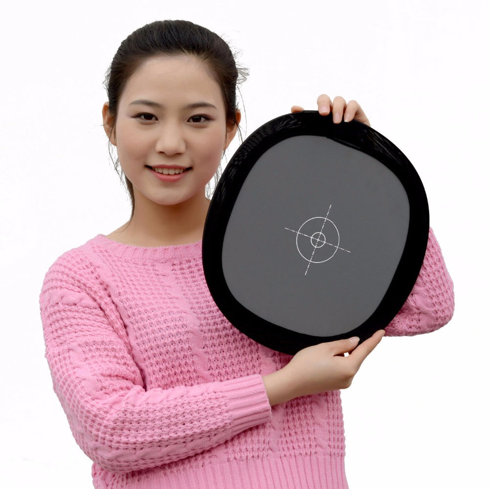 Lightdow 12 " Inch 30cm 18% Foldable Gray Card Reflector White Balance Double Face Focusing Board with Carry Bag