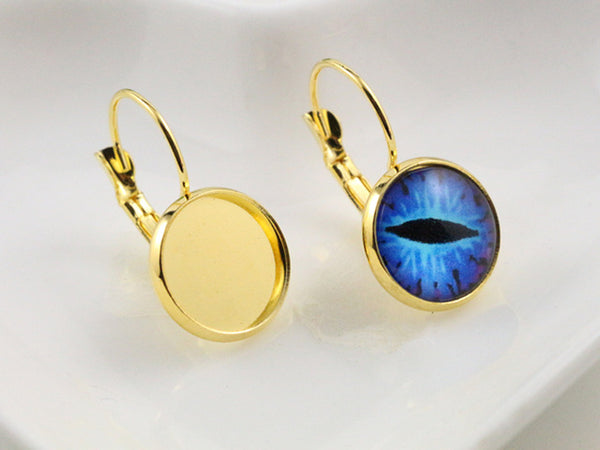 12mm 10pcs 19 Colors Plated French Lever Back Earrings Blank/Base,Fit 12mm Glass Cabochons,Buttons;Earring Bezels