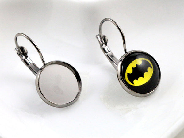 12mm 10pcs 19 Colors Plated French Lever Back Earrings Blank/Base,Fit 12mm Glass Cabochons,Buttons;Earring Bezels