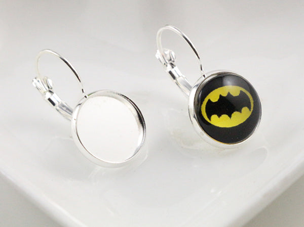 12mm 10pcs 19 Colors Plated French Lever Back Earrings Blank/Base,Fit 12mm Glass Cabochons,Buttons;Earring Bezels